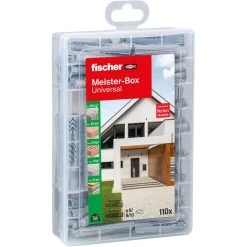 Fischer Dübel 513893, Meister-Box UX/UX-R, Set, 5 Größen, Universaldübel, 110-teilig