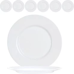 Luminarc Teller Everyday White ARC G0564, 24,5 Cm, Opalglas Weiß, Rund, Flach, 6 Stück