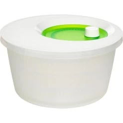 Emsa Salatschleuder Basic 505087, Kunststoff, 4,0 Liter, Transluzent, Weiß / Grün, Mit Kurbel