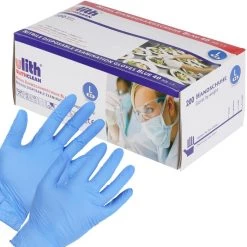 Ulith Einmalhandschuhe Nitril Typ 40, Puderfrei, Blau, 200 Stück, Größe L