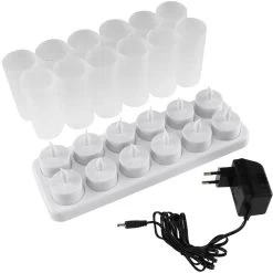 ChiliTec LED-Teelichter 18343 Weiß, Flackernd, Akku, Windschutz, 12 Stück