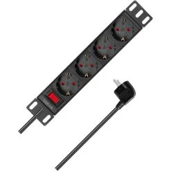 LogiLink Steckdosenleiste PDU4B01 2m, 4-fach, 10 Zoll, Schalter, Schwarz
