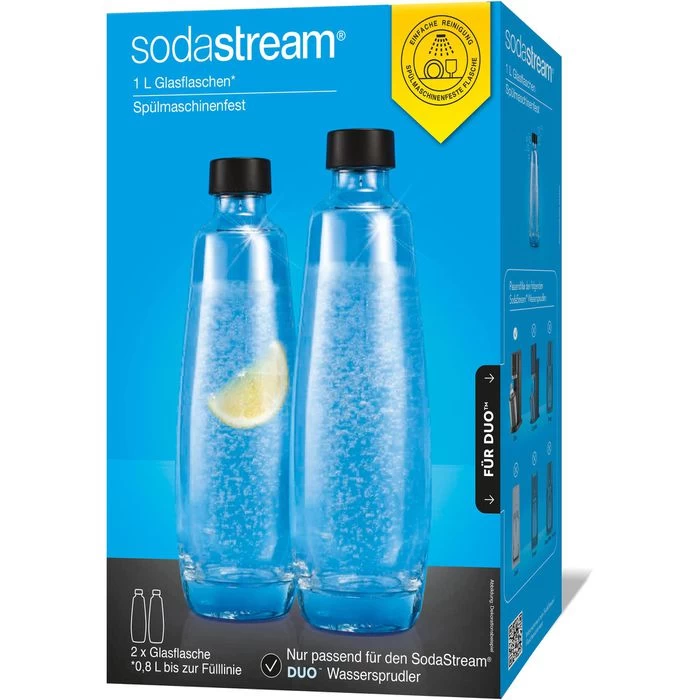 Sodastream Karaffe Glasflasche, Duopack, Mit Deckel, 2x 1 Liter 4 Sodastream Karaffe Glasflasche, Duopack, Mit Deckel, 2x 1 Liter – Bild 2