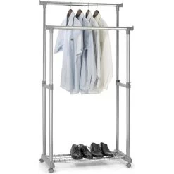 Idimex Garderobenständer Grosso, 1845, Mit Rollen, Ausziehbar, Metall, Silber