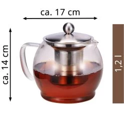 Böttcher-AG Tee-Kanne Glas / Edelstahl, Mit Edelstahl-Sieb, Transparent/ Silber, 1,2 L -Heimtextilien c30b1107f6b121946e2ace396b95c267860292dc tee kanne boettcher ag glas edelstahl
