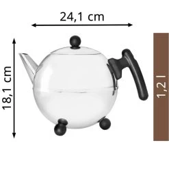 Bredemeijer Tee-Kanne Duet Bella Ronde, Edelstahl, Doppelwandig, Silber / Schwarz, 1,2 L -Heimtextilien c4400ae3a90dd66f6cae267e87f44e976c7d53f2 tee kanne bredemeijer duet bella ronde edelstahl