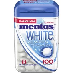 Mentos Kaugummis Always White Peppermint, 100 Dragees