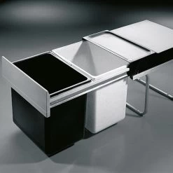 Hailo Einbaumülleimer AS Raumspar Tandem 3640001, Für Schränke Ab 40cm, Kunststoff, 2x 18 Liter