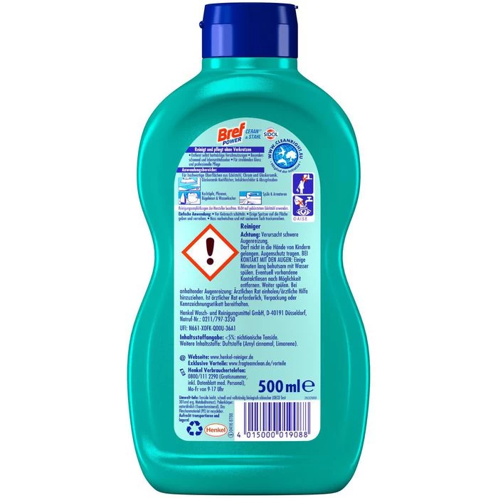 Bref Glaskeramikreiniger Power Ceran & Stahl, Flüssig, Glaskeramik- Und Edelstahlreiniger, 500ml 5 Bref Glaskeramikreiniger Power Ceran & Stahl, Flüssig, Glaskeramik- Und Edelstahlreiniger, 500ml – Bild 3