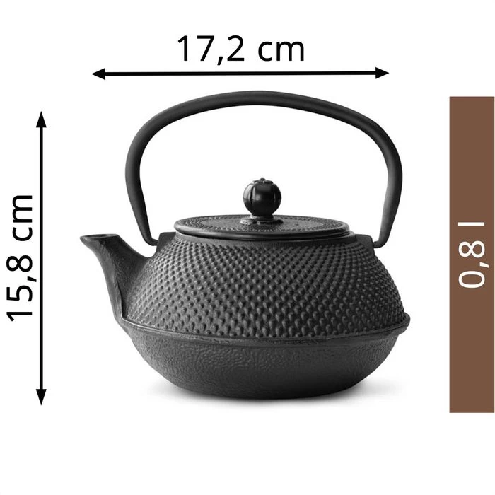 Bredemeijer Tee-Kanne Jang, Gusseisen, Mit Edelstahl-Filter, Schwarz, 0,8 L 4 Bredemeijer Tee-Kanne Jang, Gusseisen, Mit Edelstahl-Filter, Schwarz, 0,8 L – Bild 2