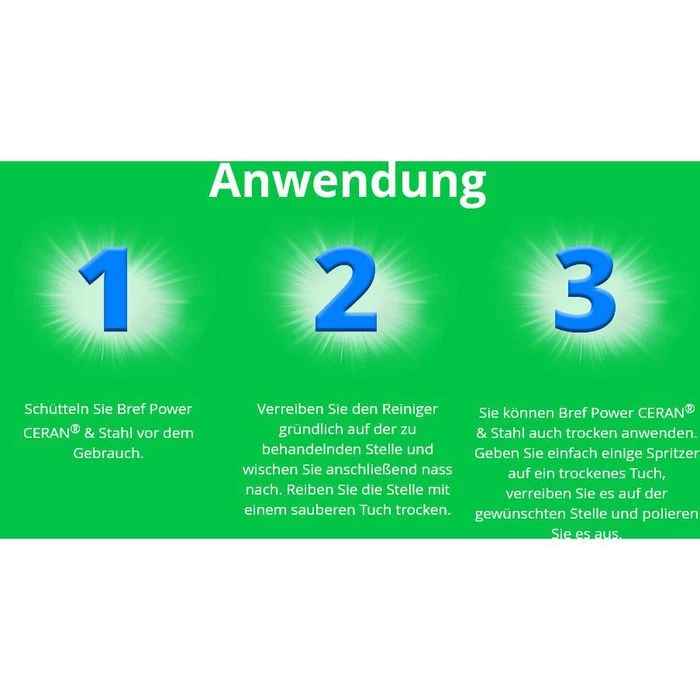 Bref Glaskeramikreiniger Power Ceran & Stahl, Flüssig, Glaskeramik- Und Edelstahlreiniger, 500ml 7 Bref Glaskeramikreiniger Power Ceran & Stahl, Flüssig, Glaskeramik- Und Edelstahlreiniger, 500ml – Bild 5